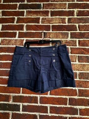 Avenue Navy High-Waist Sailor Button Shorts